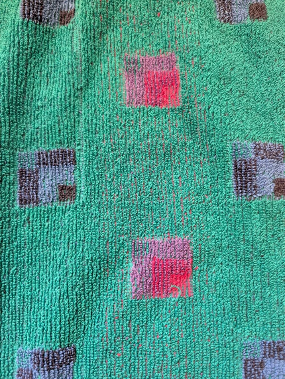 Vintage Fieldcrest Teal Green Purple Aztec Southwestern Cotton Bath Towel